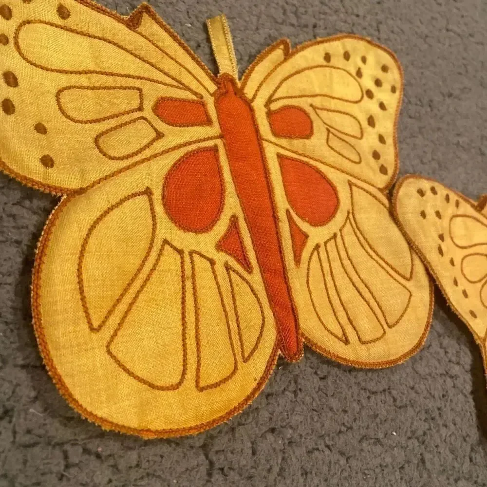 Vintage Butterfly Pot Holder Wall Hanger Set Of Two